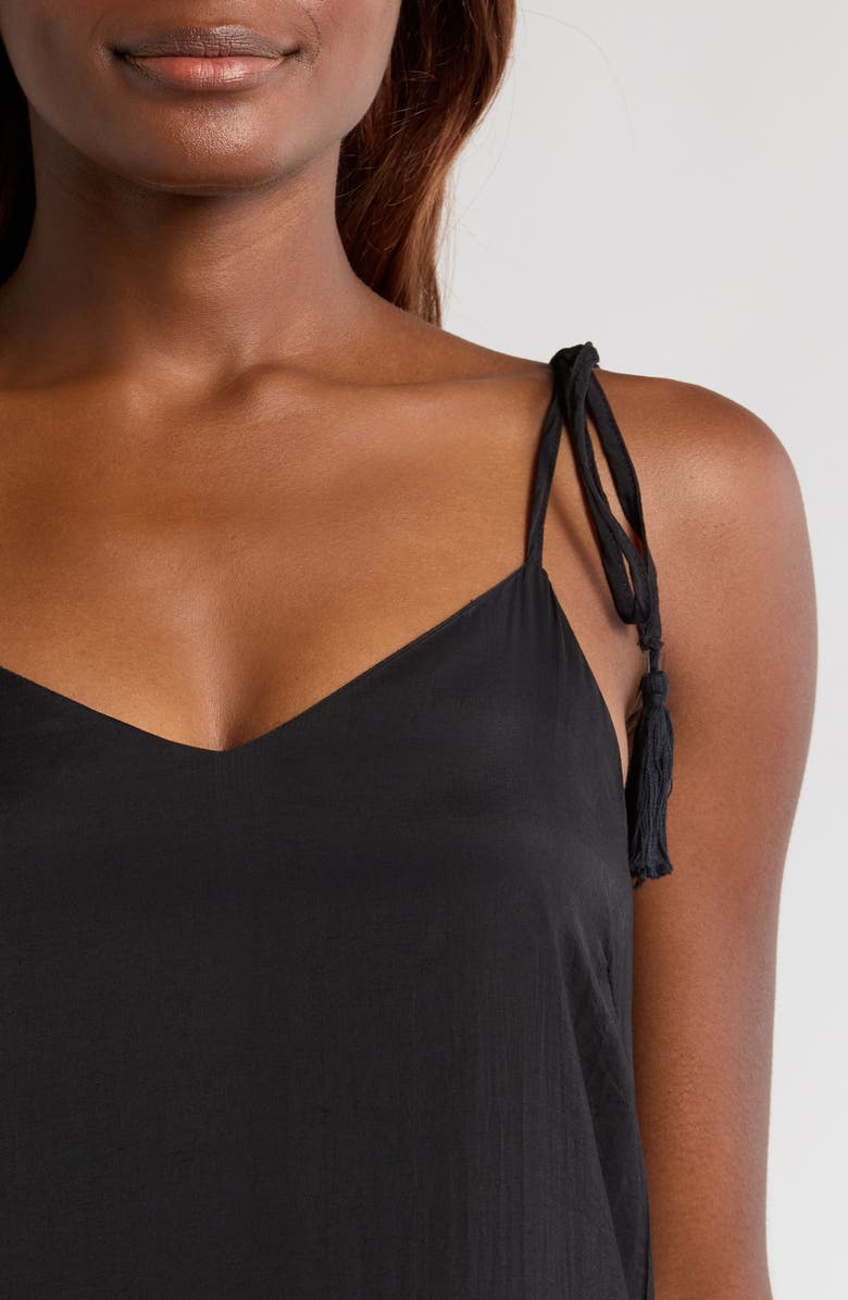 Elan Lace Tie Strap Cover-Up Maxi Dress, Alternate, color, Black