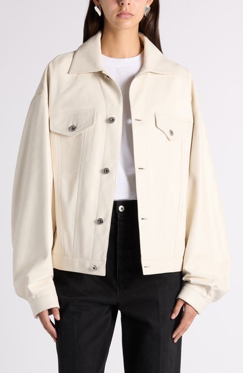 Intrecciato Detail Lambskin Leather Jacket