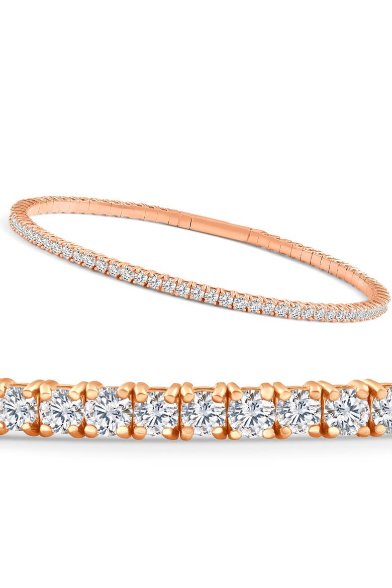 4Ct F/VS Diamond Flexible Oval Bangle Women's Bracelet 14k Gold Lab Grown, Main, color, 14k Rose Gold