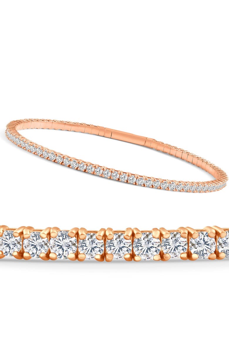 Bliss Diamond 4Ct F/VS Diamond Flexible Oval Bangle Women's Bracelet 14k Gold Lab Grown, Main, color, 14K Rose Gold