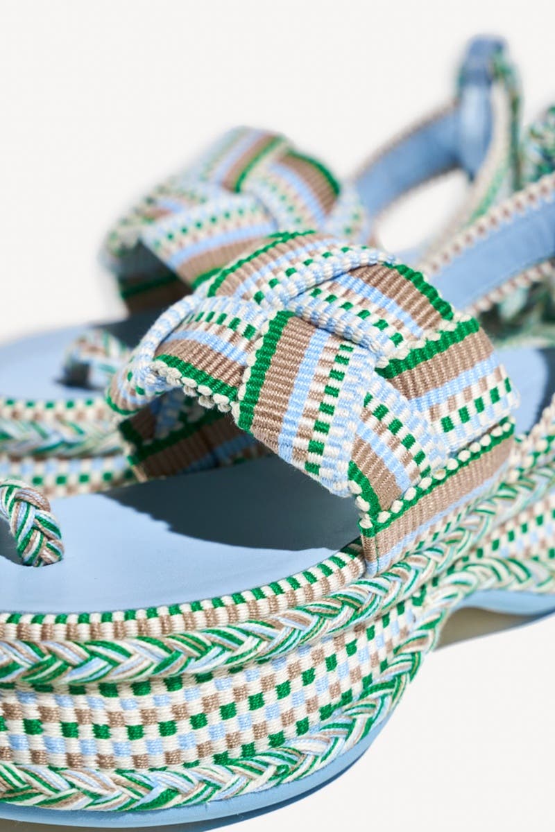 Gabriela Braided Platform Sandal with Ankle Ties, Alternate, color, Mosaic