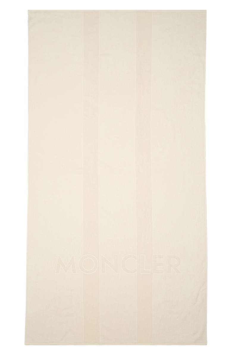 Moncler Stripe Beach Towel, Main, color, Light Beige