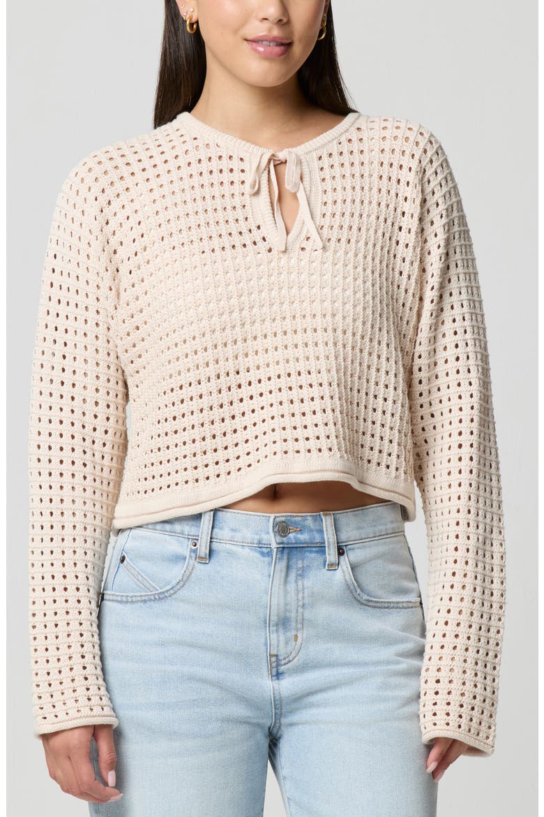 Keyhole Open Knit Crop Sweater, Main, color, QUARTZ