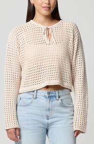 Florence by Mills Keyhole Open Knit Crop Sweater