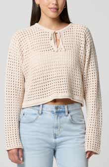 Keyhole Open Knit Crop Sweater