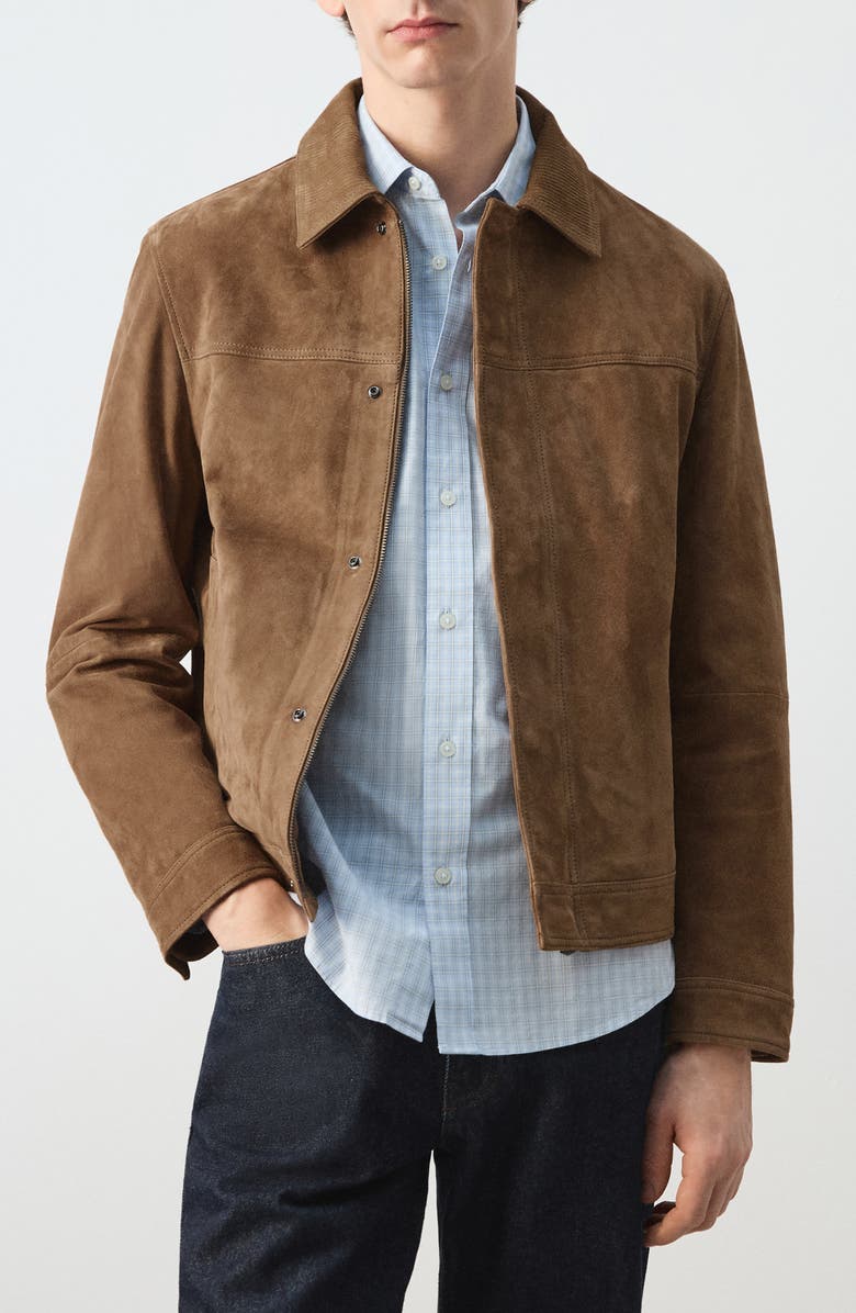 MANGO Suede Jacket, Main, color, Cognac
