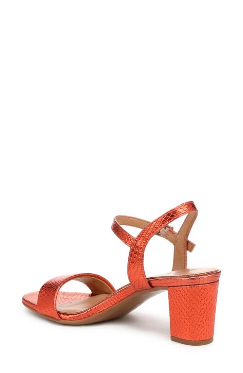 Naturalizer Bristol Block Heel Ankle Strap Sandal In Orange Metallic Snake Print