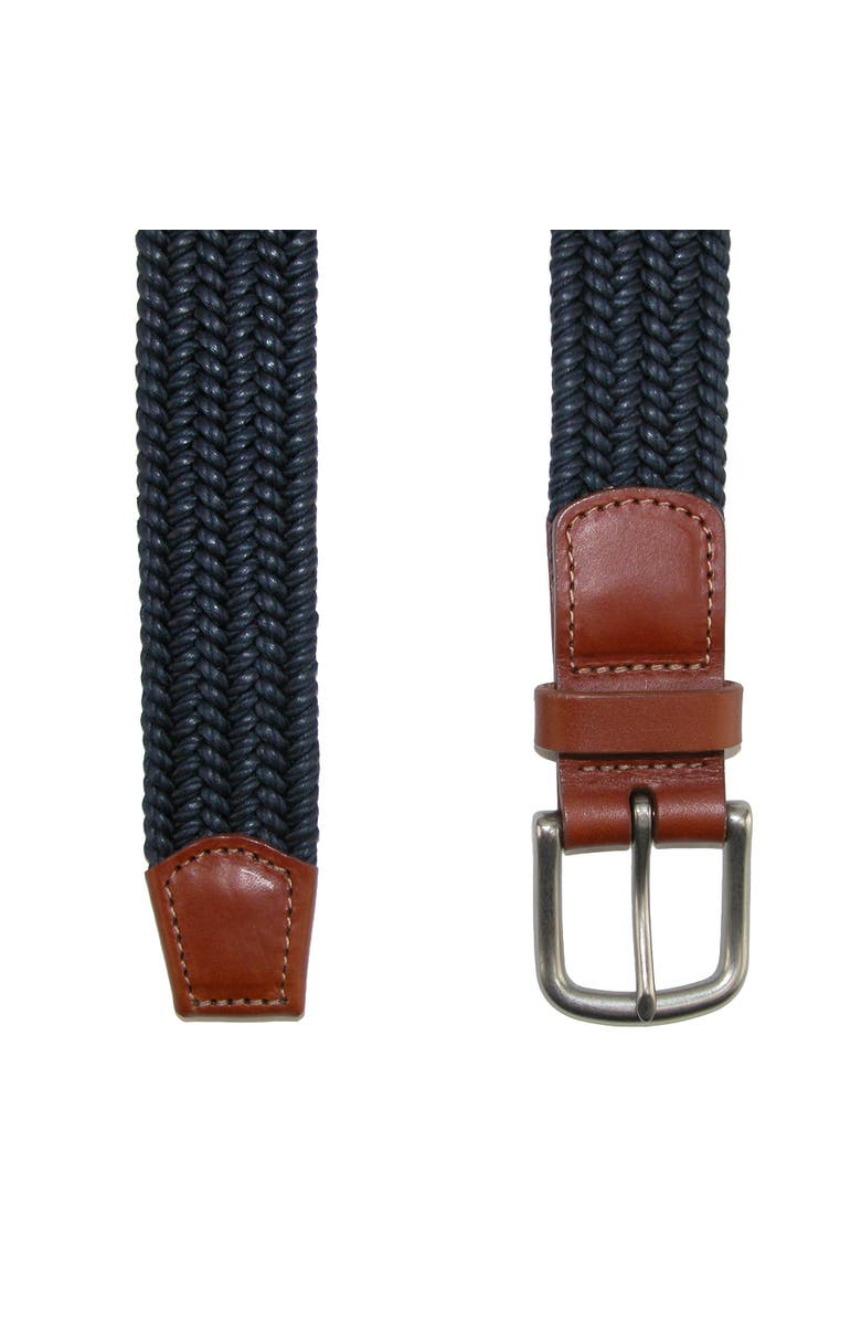 CrookhornDavis Men's Boca Braided Waxed Cotton Stretch Belt, Alternate, color, Navy