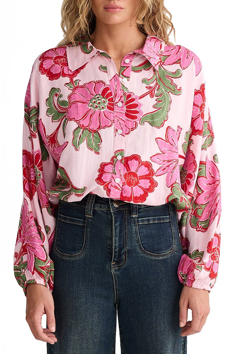 Hazel Floral Print Button Up Shirt, Main, color, PINK IBIZA
