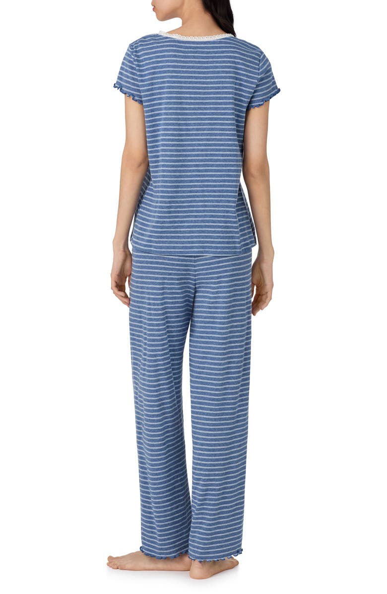 Lauren Ralph Lauren Monogram Crop Pajamas, Alternate, color, Dark Blue Stripe