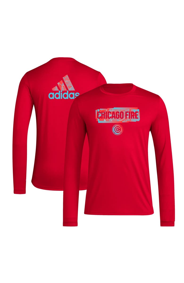 adidas Men's adidas Red Chicago Fire Local Pop AEROREADY Long Sleeve T-Shirt, Main, color, 