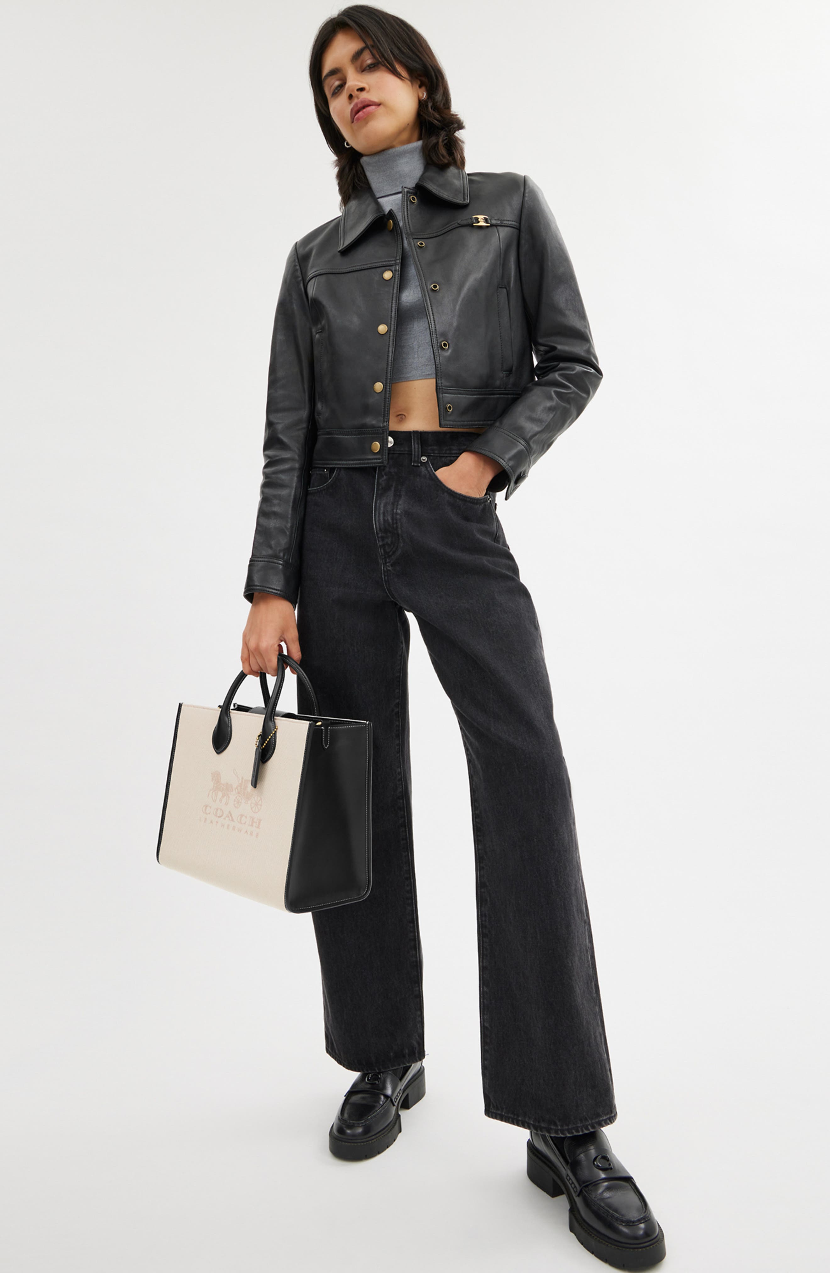 COACH Ace Canvas & Leather Tote, Alternate, color, 