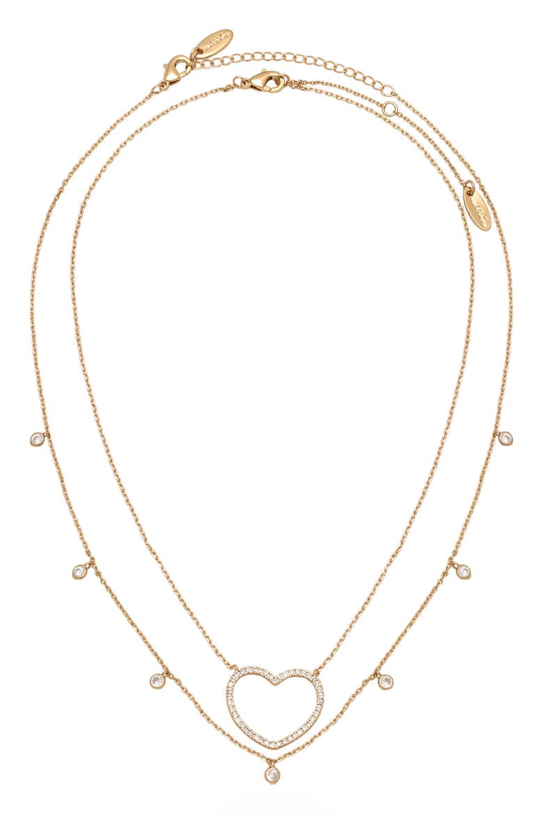 Dainty Heart Set of 2 Pendant Necklaces, Main, color, GOLD