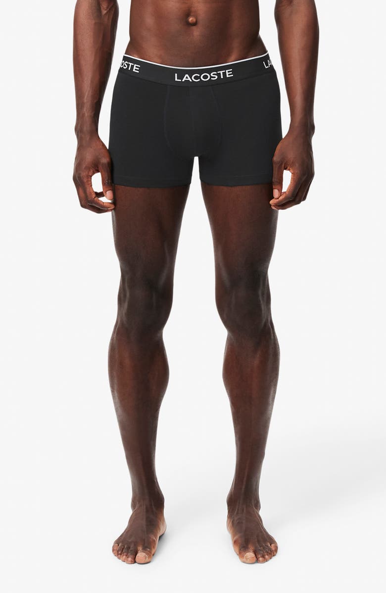 Lacoste 3-Pack Stretch Cotton Boxer Briefs, Alternate, color, Black