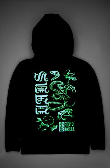 Vans Kids' Bone Yard Glow in the Dark Zip Graphic Hoodie Nordstrom