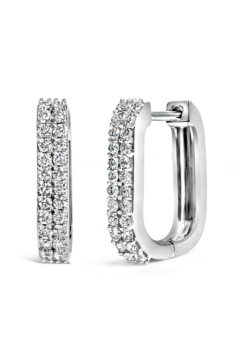Haus of Brilliance 10K Gold 1/4 Cttw Lab Grown Diamond Double Row Huggie Hoop Earrings, Alternate, color, White