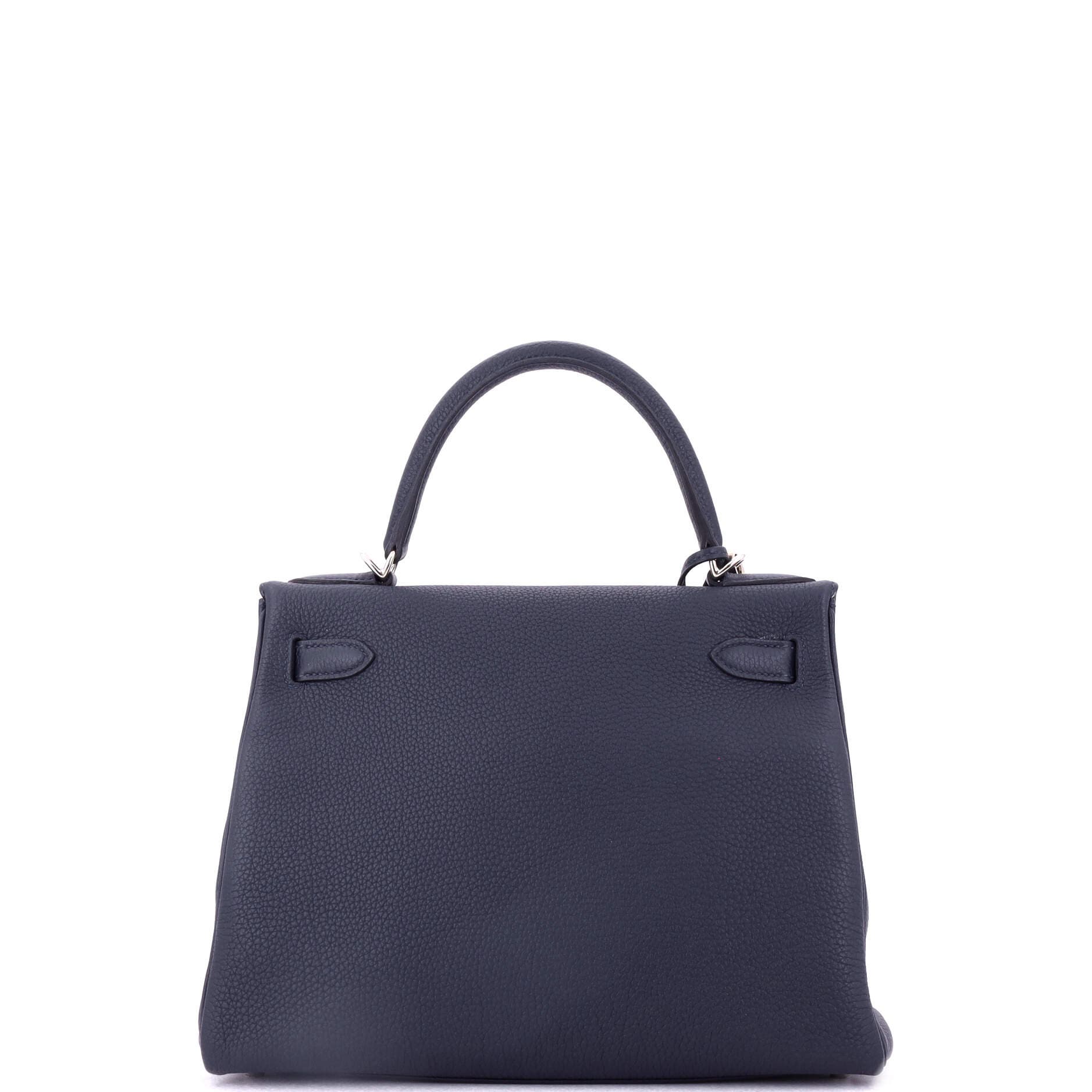 Pre-Owned Hermes Kelly Handbag Blue Togo with Palladium Hardware 28, Alternate, color, Bleu Nuit