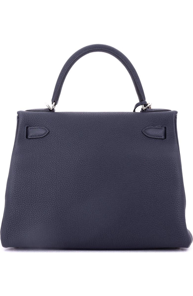 Pre-Owned Hermes Kelly Handbag Blue Togo with Palladium Hardware 28, Alternate, color, Bleu Nuit