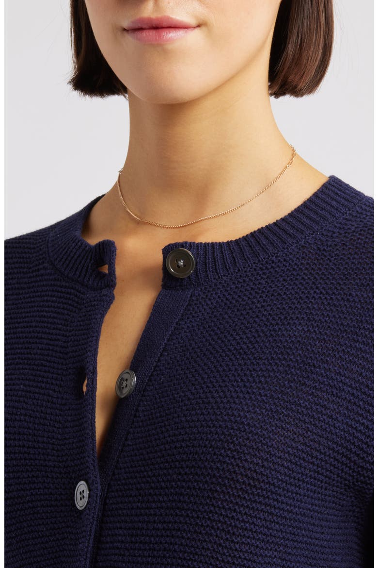 Elle Elbow Sleeve Linen & Cotton Button-Up Sweater, Alternate, color, NAVY NIGHT