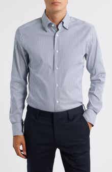 BOSS Hays Slim Fit Stripe Stretch Cotton Dress Shirt