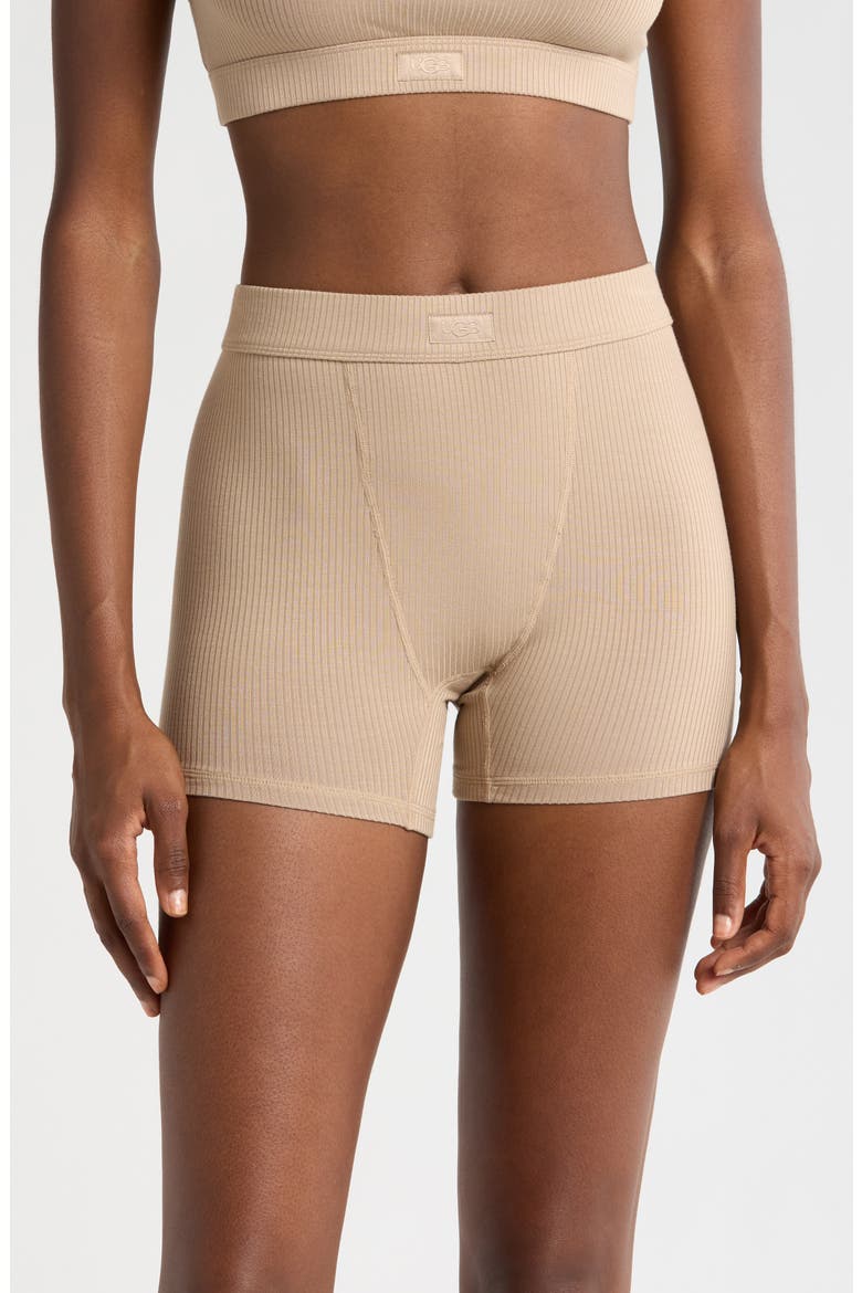 Alexiah Rib Lounge Boy Shorts, Main, color, SILVER TAUPE