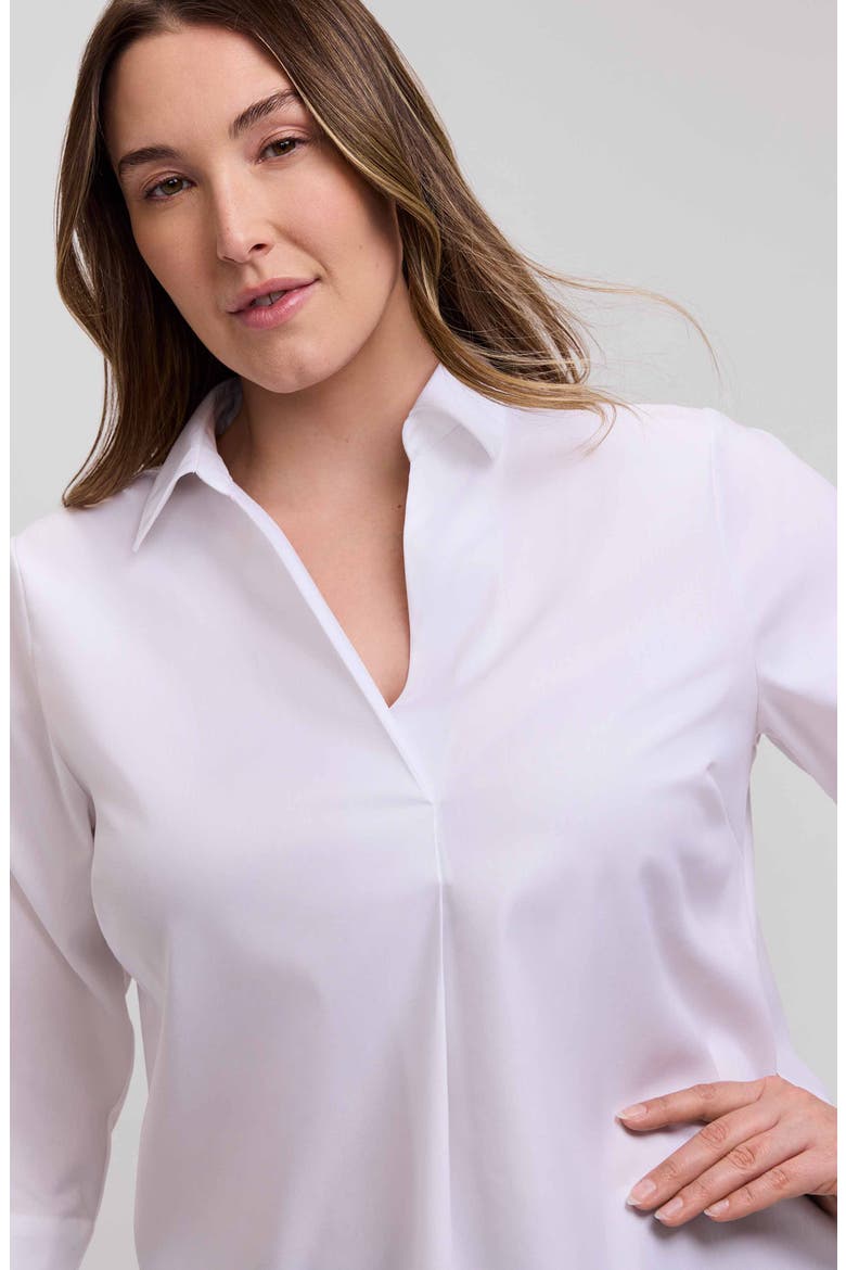 Cleo Pleated Cotton Blend Shirt, Alternate, color, WHITE