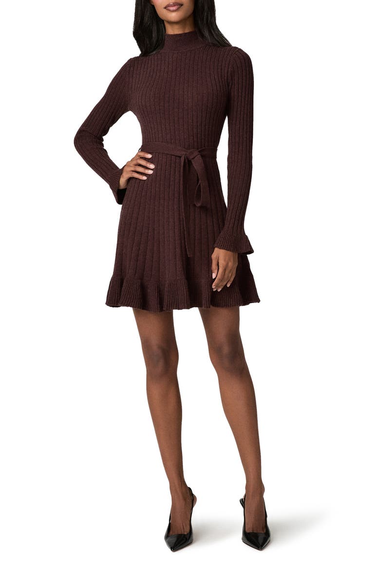 Sandria Wool & Cotton Blend Sweater Dress, Main, color, PORT