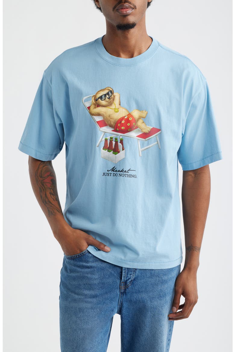 Smile Bear Cotton T-Shirt, Main, color, BLUE