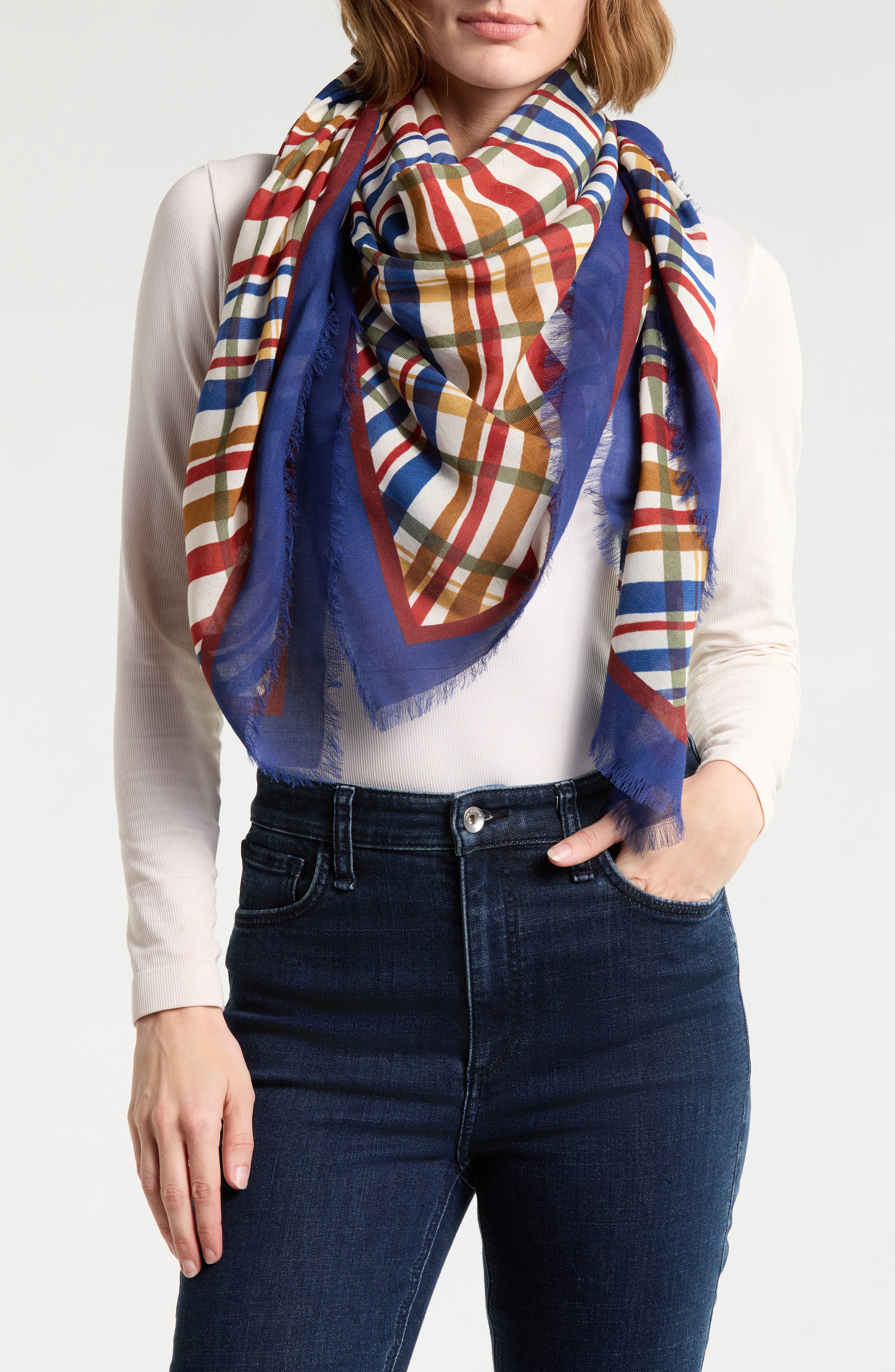 Bellini Wool Blend Plaid Scarf