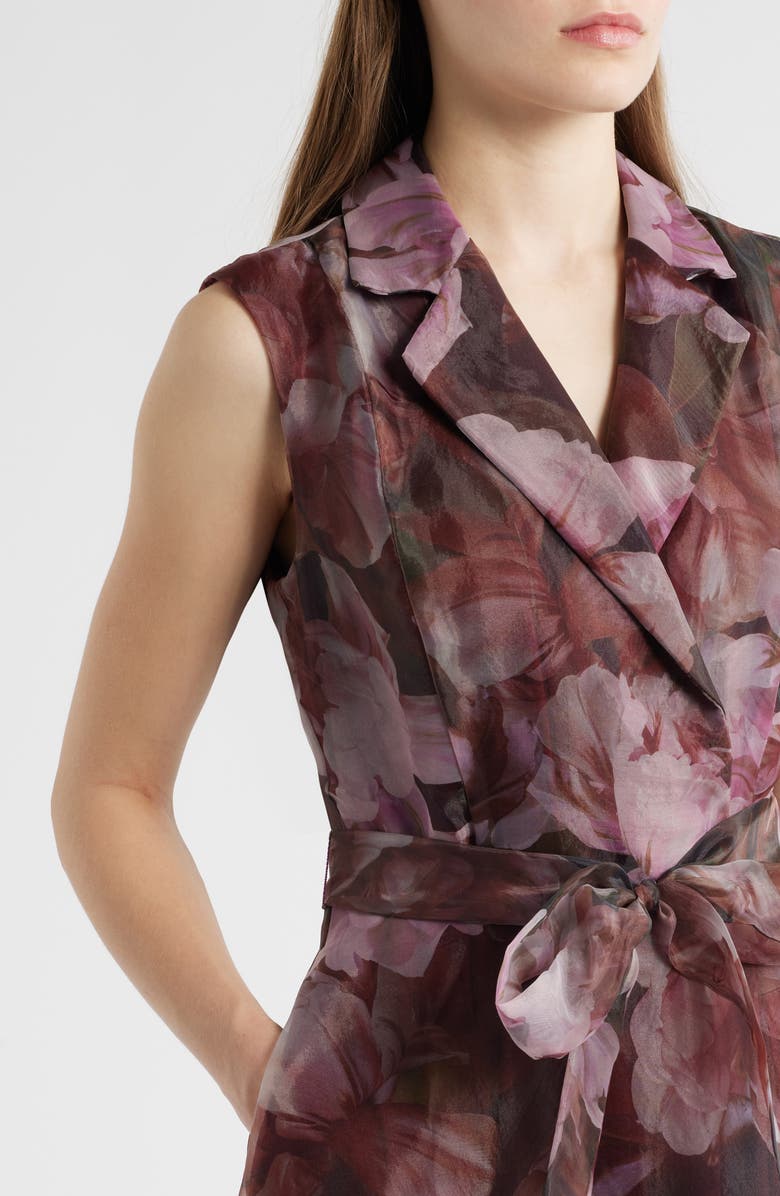 Julia Jordan Floral Sleeveless Gown, Alternate, color, Brown Pink