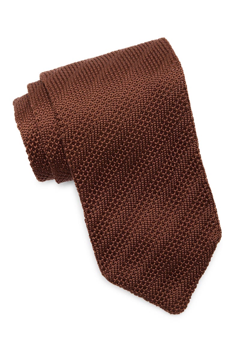 Stanley Solid Knit Tie, Main, color, CADBURY