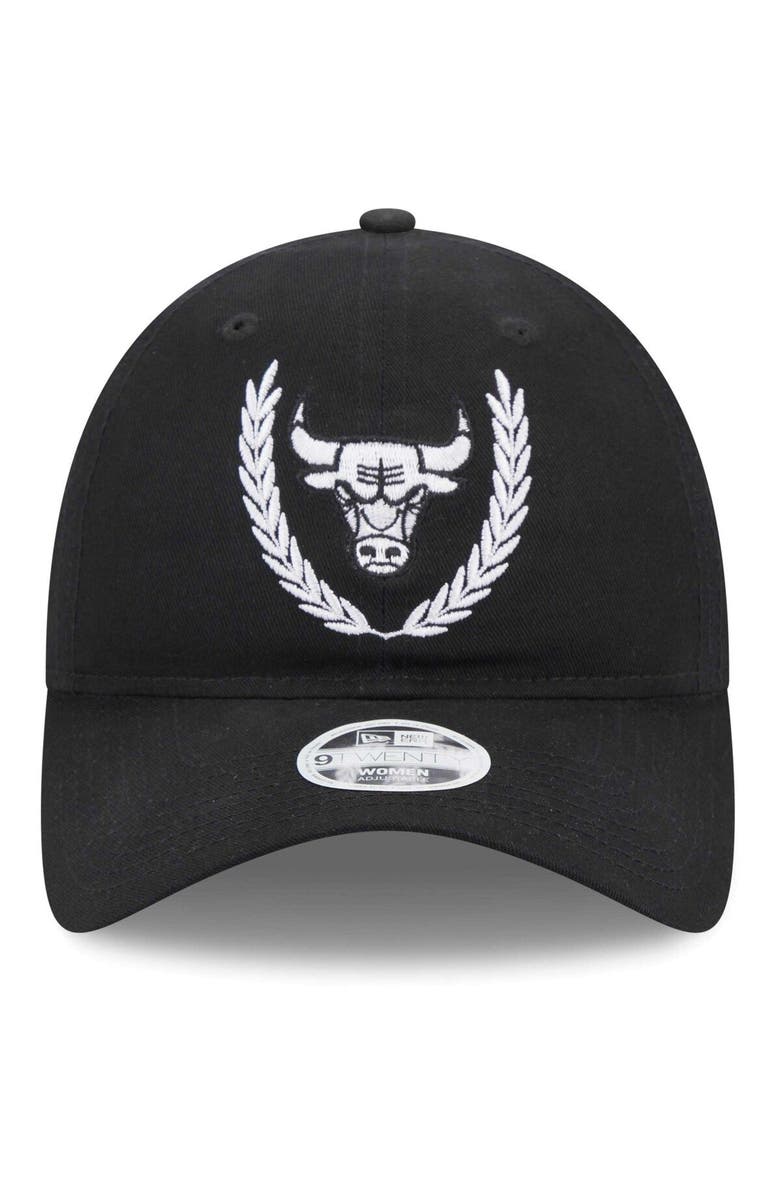 New Era Women's New Era Black Chicago Bulls Leaves 9TWENTY Adjustable Hat, Alternate, color, 