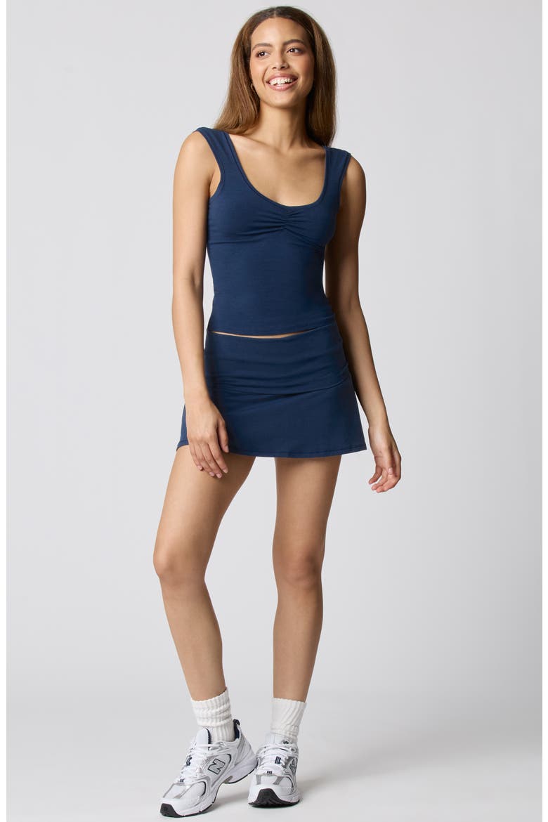 Ruched Bust Cotton Blend Tank, Alternate, color, NAVY