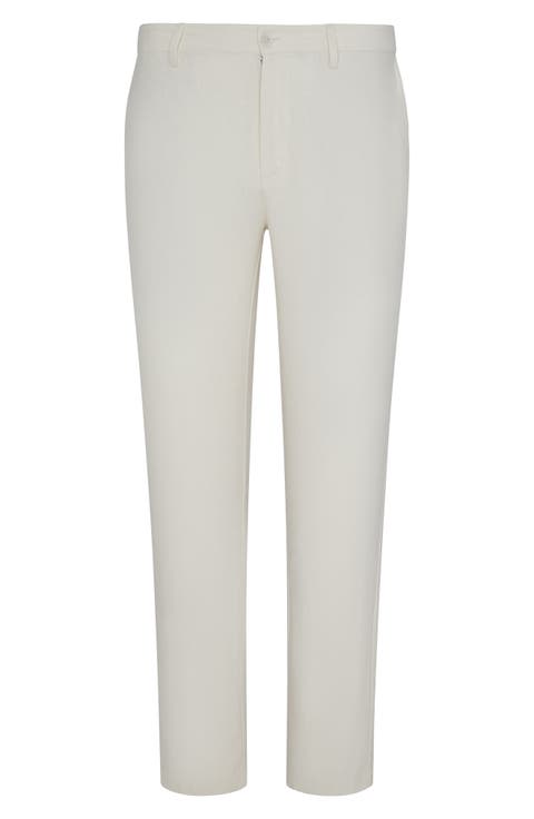 Linen Blend Flat Front Pants