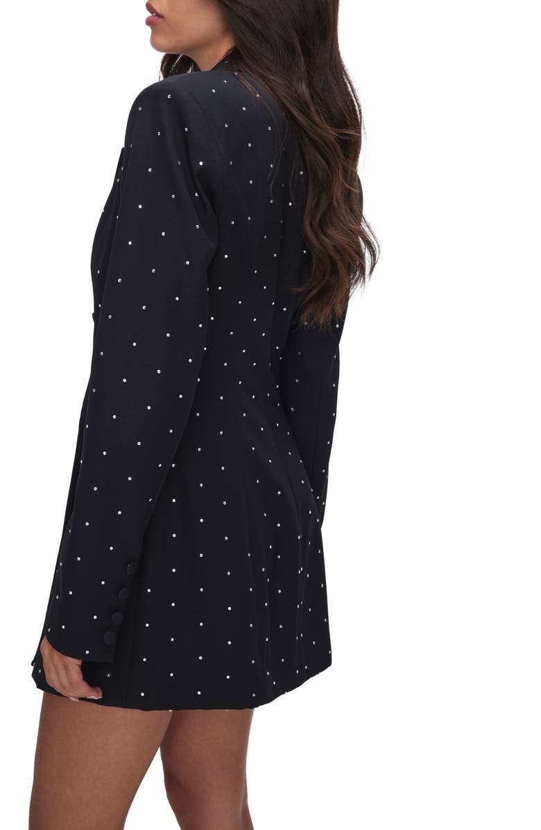 Good American Executive Crystal Blazer Dress, Alternate, color, Black001