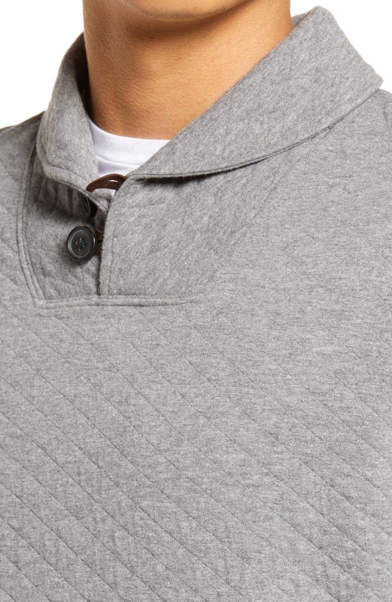 Billy Reid Diamond Quilt Shawl Collar Sweatshirt, Alternate, color, Medium Grey