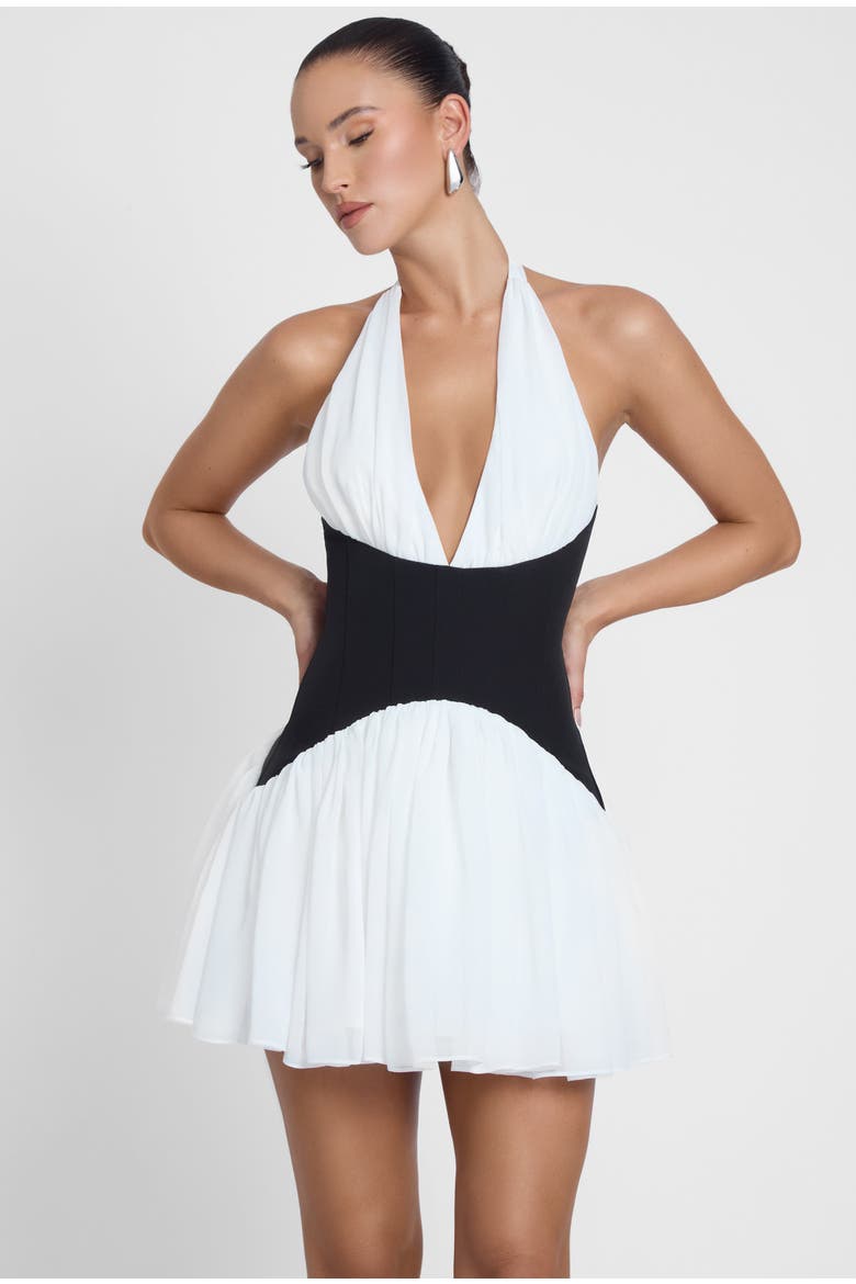 Harper Corset Mini Dress, Alternate, color, White & Black