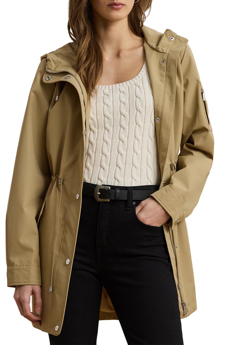 Lauren Ralph Lauren Hooded Jacket, Main, color, Birch Tan