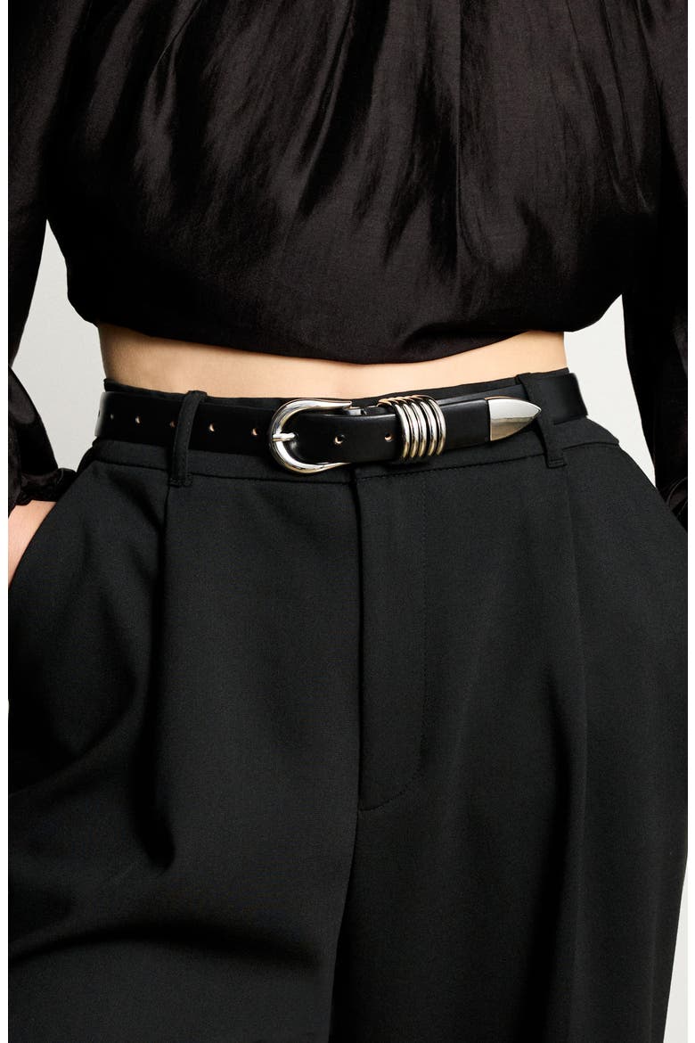 Hollyhock Leather Belt, Alternate, color, BLACK/SILVER