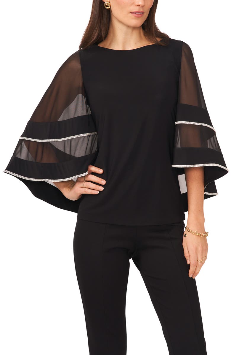 Chaus Illusion Cape Blouse, Main, color, Black