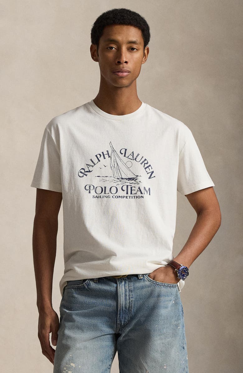 Polo Ralph Lauren Classic Fit Polo Team Cotton Graphic T-Shirt, Alternate, color, Deckwash White