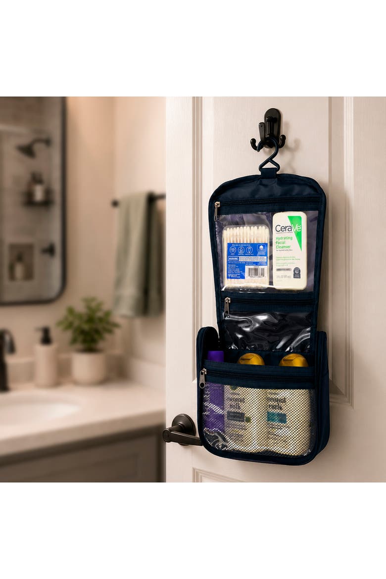 Small Hanging Toiletry Bag for Travel, Canvas Hanging Dopp Kit Hygiene Bag, Alternate, color, Navy