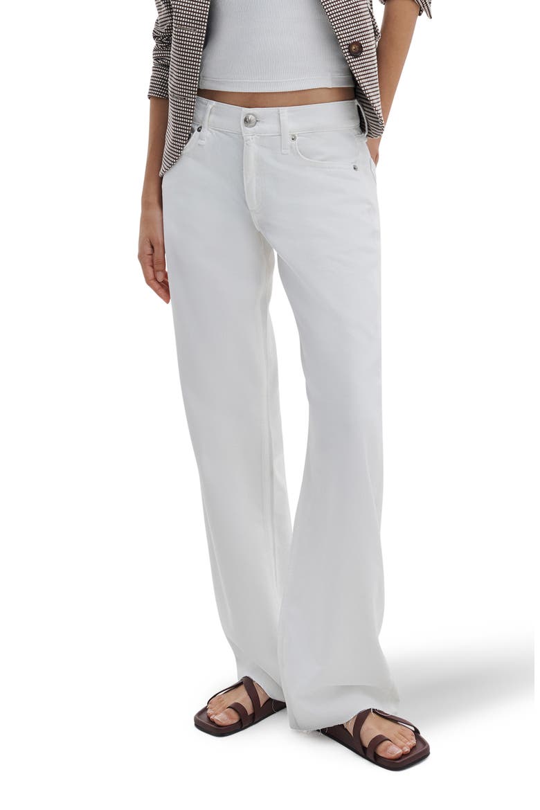 Cam Featherweight Low Rise Relaxed Straight Leg Jeans, Main, color, WHITE