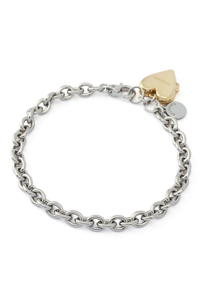 Flex Heart Locket Chain Bracelet, Alternate, color, TWO TONE SHINY