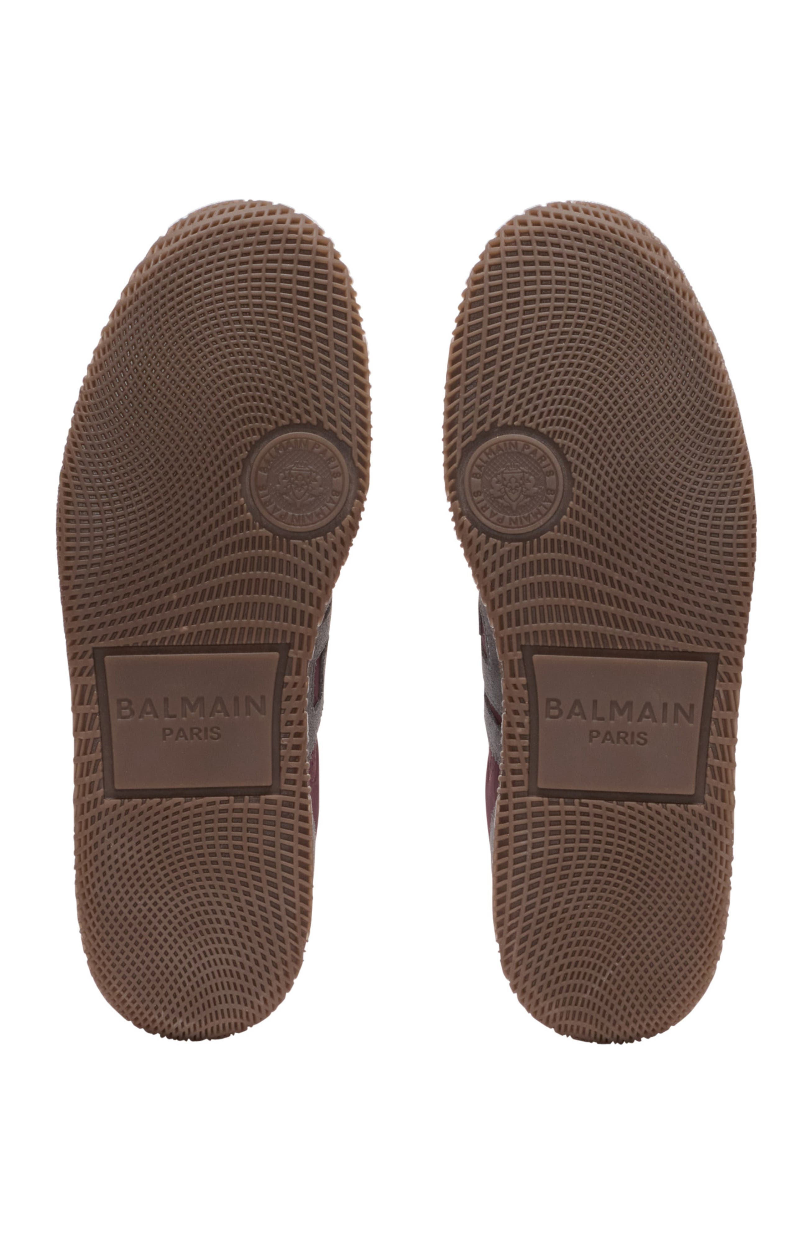 Balmain Swan suede and nylon trainers, Alternate, color, Red