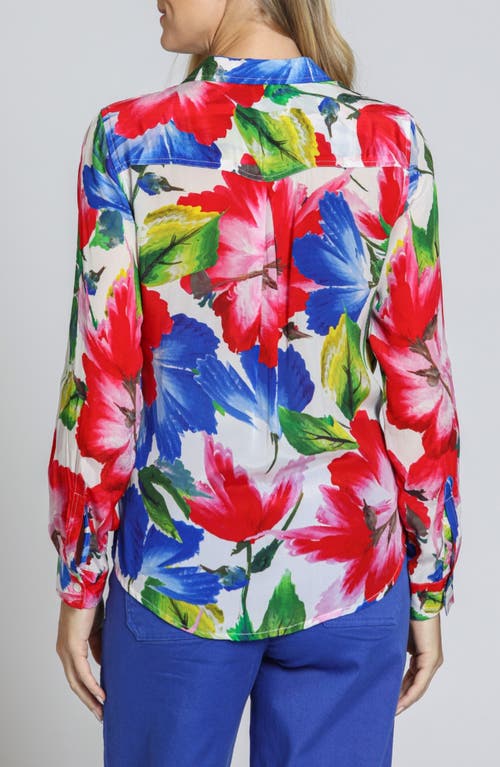 Apny Floral Button-up Shirt In Red Multi
