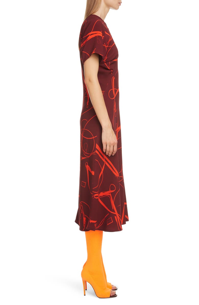 Victoria Beckham Bridle Print Crepe Midi Dress, Alternate, color,