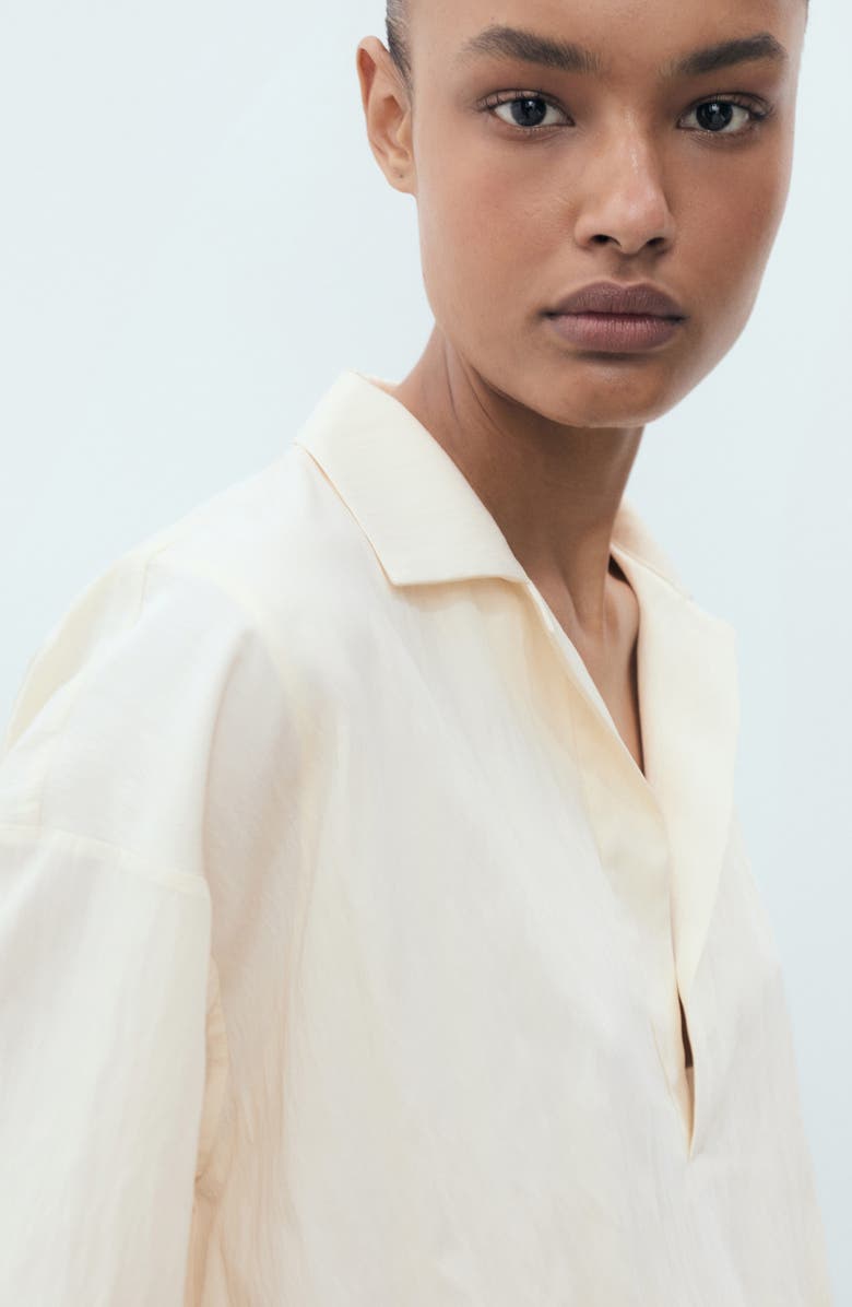 MANGO Puffed Cropped Shirt, Alternate, color, Vanilla