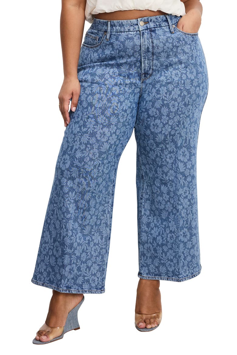 Good Waist High Waist Crop Palazzo Jeans, Alternate, color, HIBISCUS BLOOM001