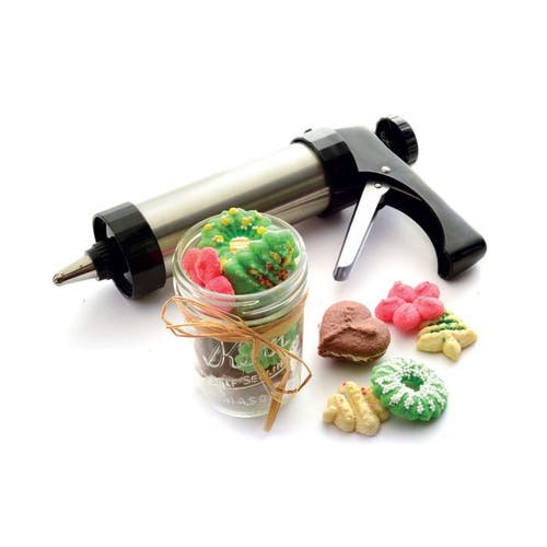 Norpro Stainless Steel Cookie And Icing Press With Storage Case, Black In Black